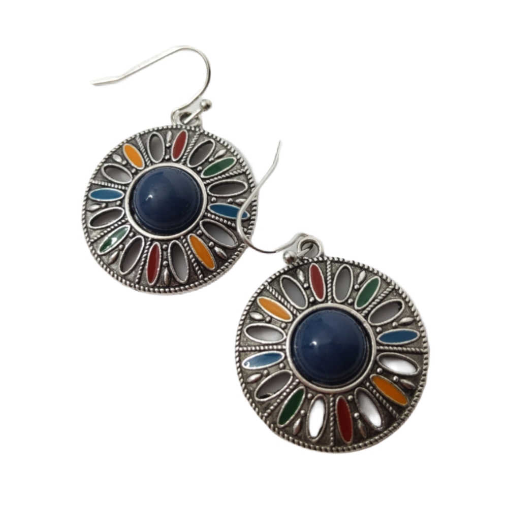 Round Detailed Dangle Coin Earrings